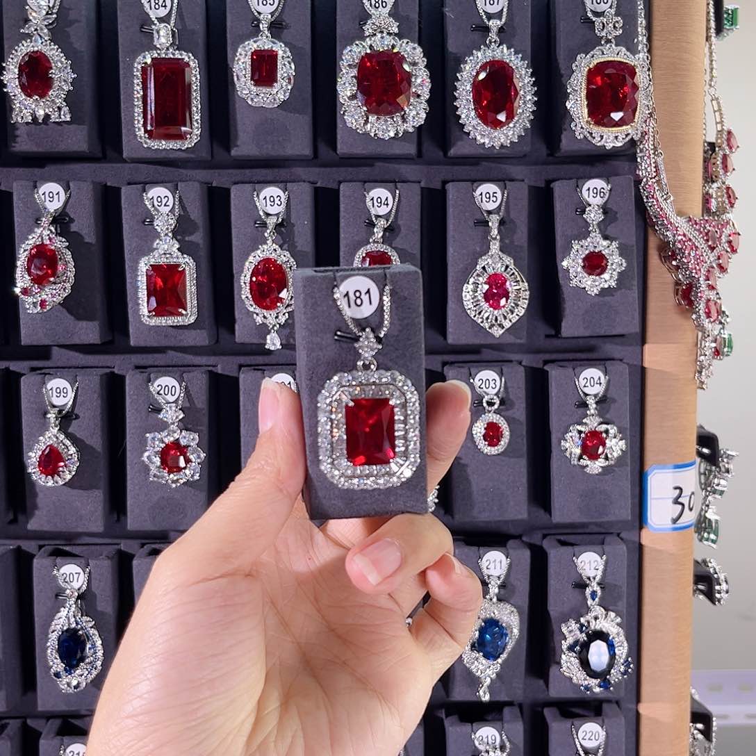 颈饰银S925镶嵌红宝石