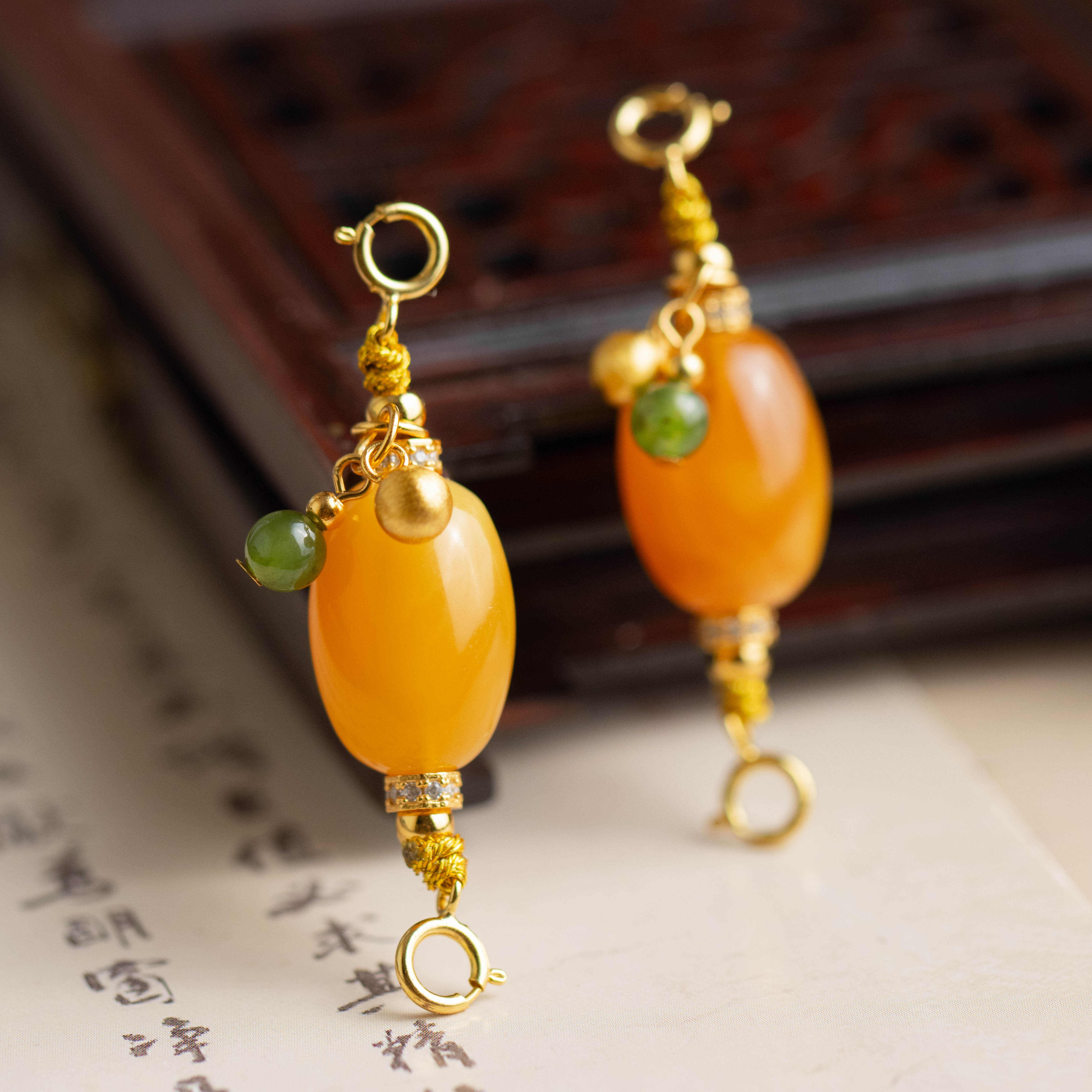 蜜蜡栆珠S925银镀金吊坠不含链（多样性发货发其一）