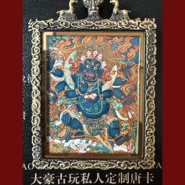 铜合金吊坠 唐卡吊坠 手绘唐卡吊坠 铜壳 手工复古