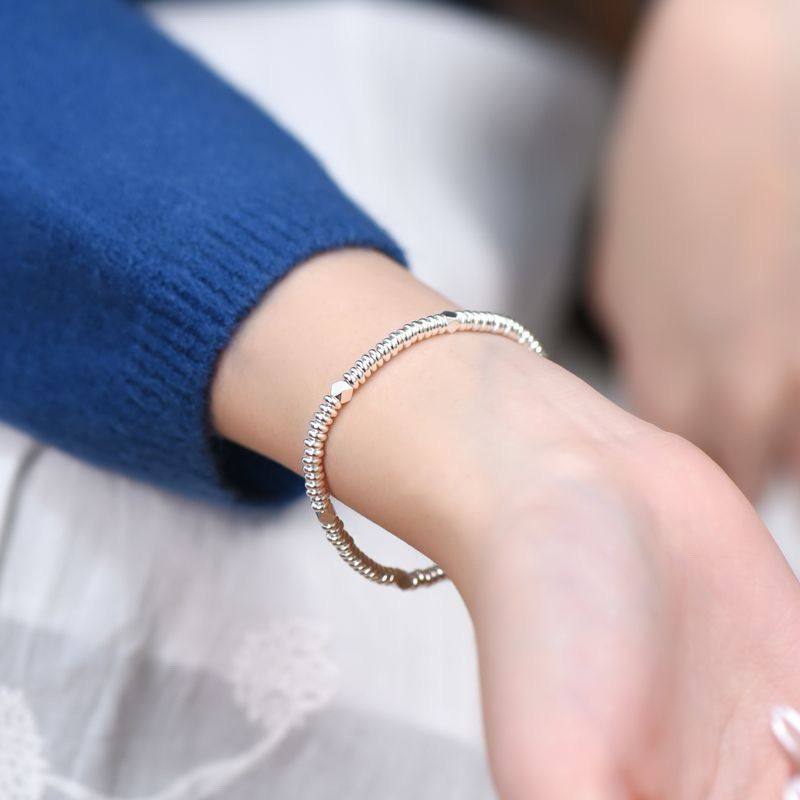 足银手链 足银999盘缠碎银手链女小众设计感高级轻奢冷淡风银饰品