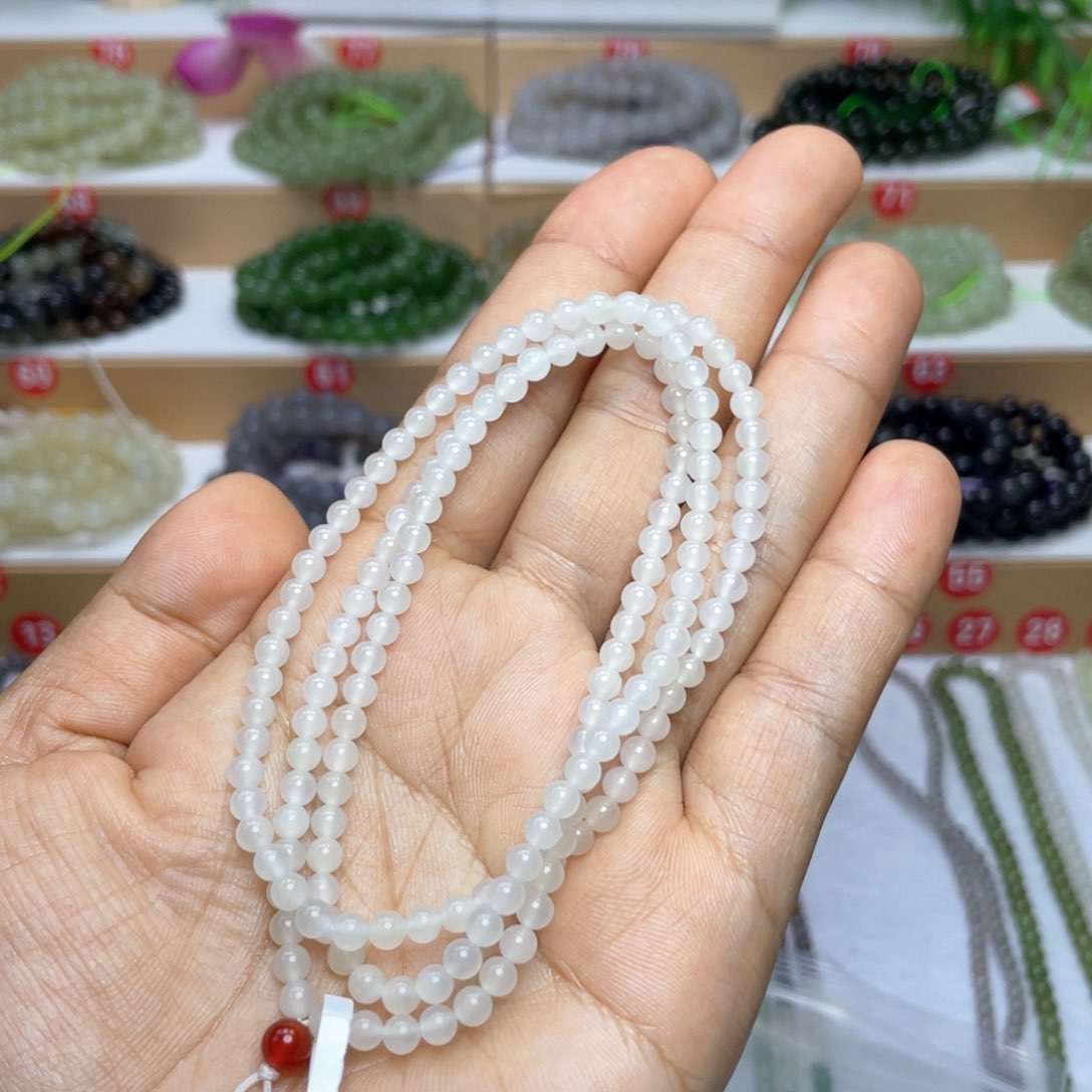 和田玉颈饰未镶嵌柠*茶4mm