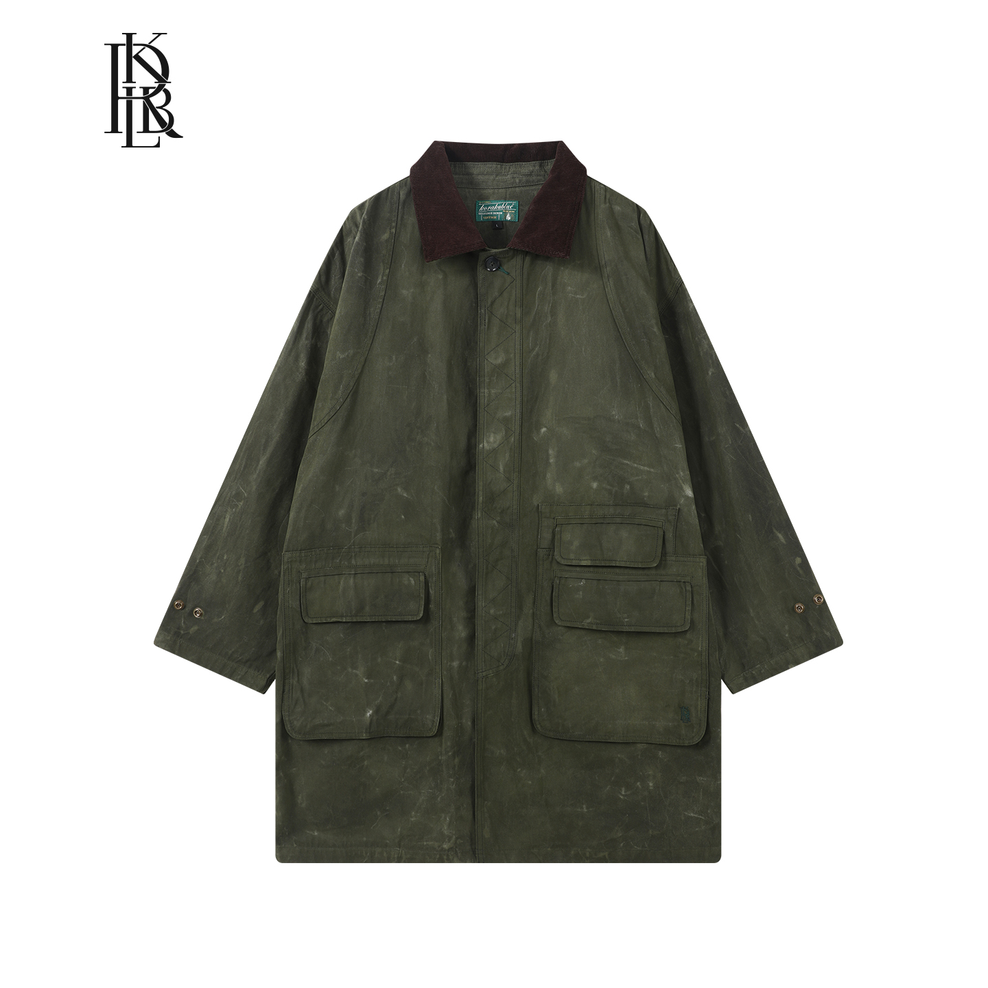 蓝布屋14盎司复古重磅油蜡布长款宽松猎装风衣秋冬外套KRBLJKT609