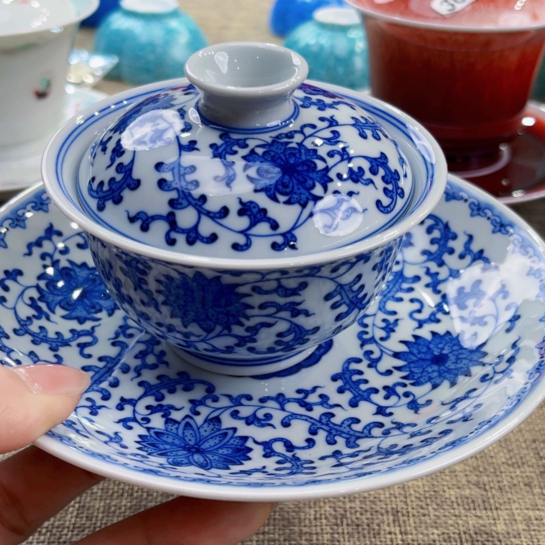 【闪购商品】硬质细瓷?景德镇陶瓷单杯盖碗