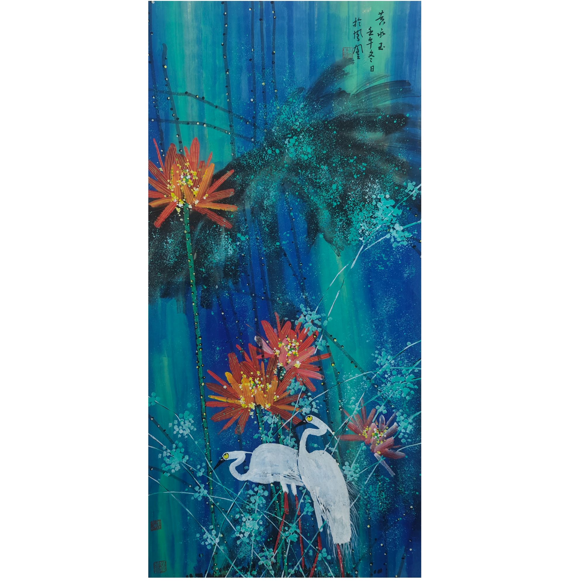 黄永玉款 花鸟立轴 138×68约8.4平尺