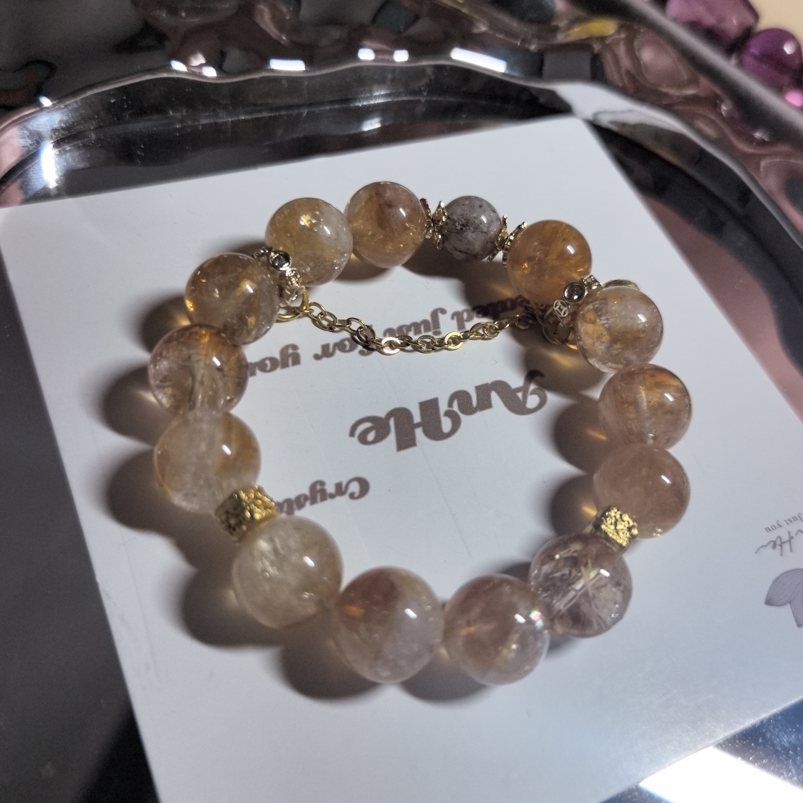 非金属仿水晶手链 金塔金单圈 diy 首饰手串