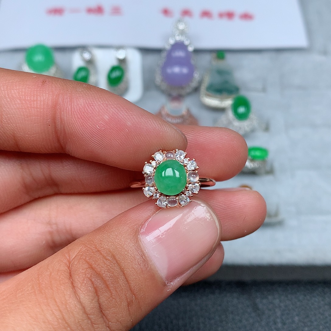 翡翠银S925镶嵌戒指88号