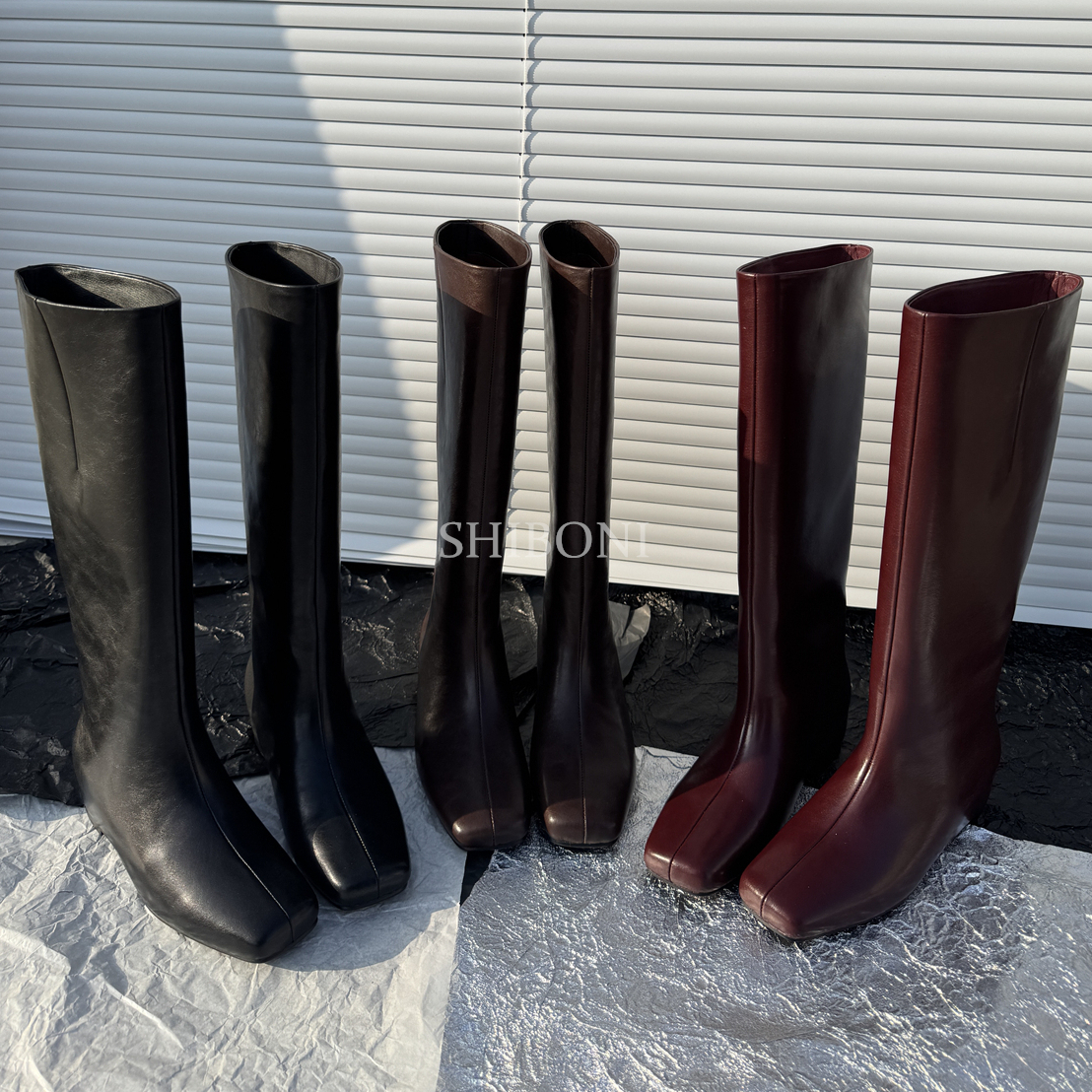Luna·【4cm】34-41牛皮/单/绒里秋冬简约通勤一脚蹬内增高长靴女