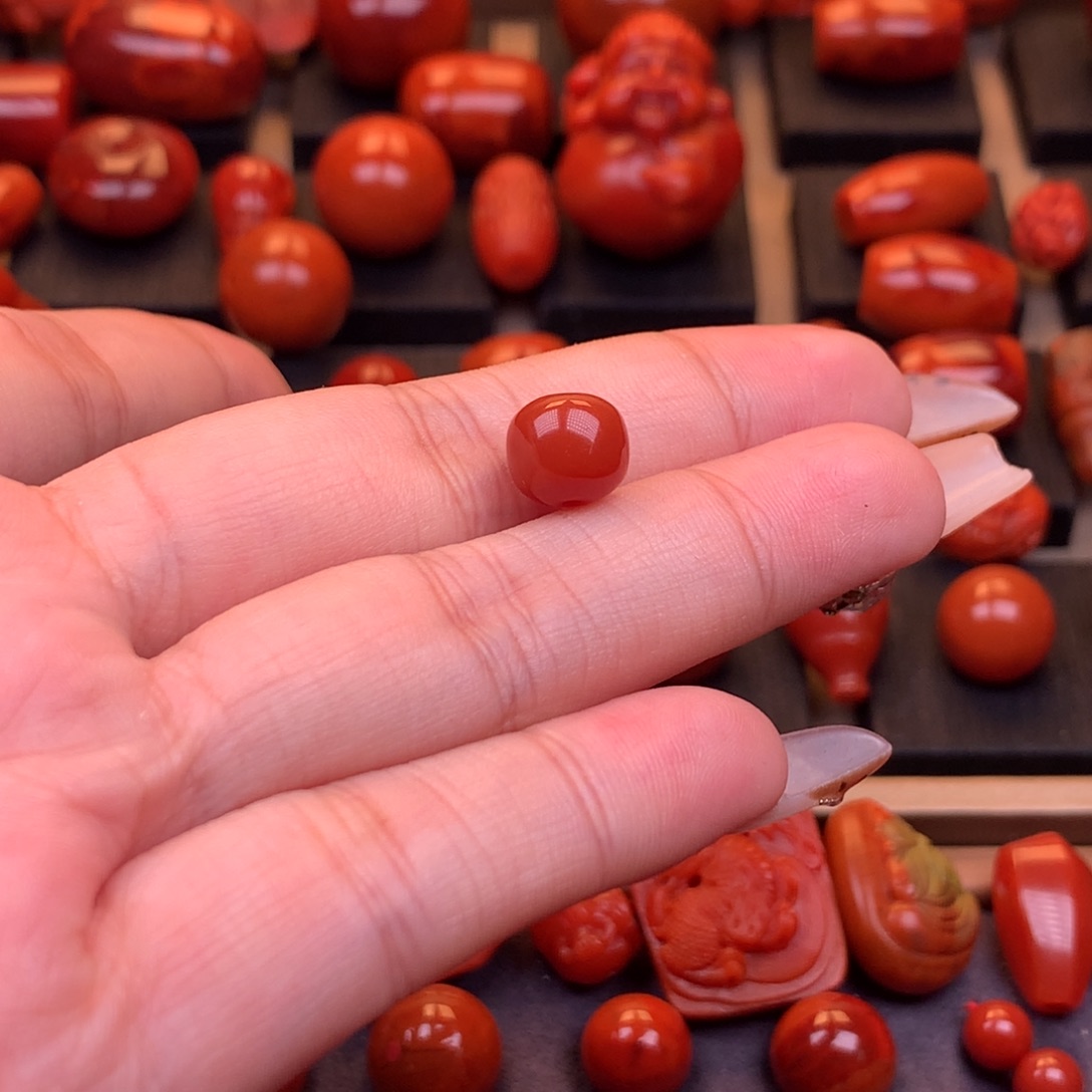 南红玛瑙未镶嵌川料原矿老型单珠9.1mm