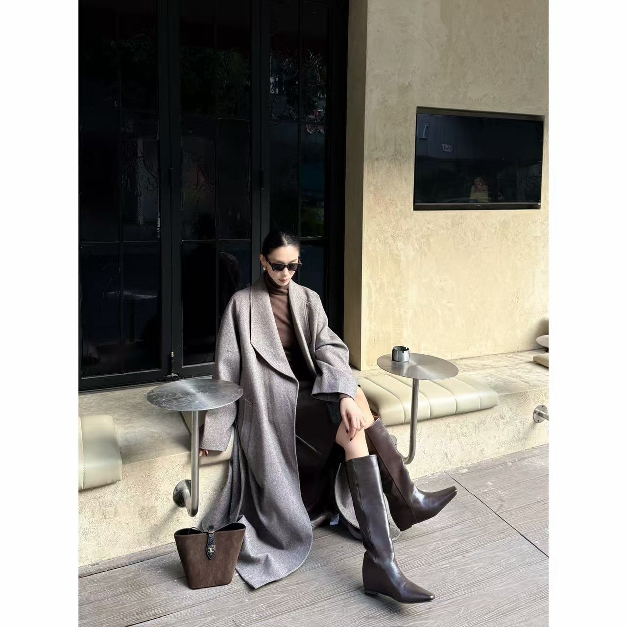 FIINAL《桃酥》精致简约气质宽松长外套