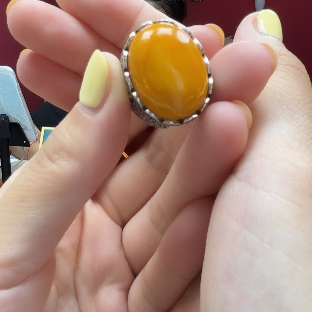 银S925镶嵌蜜蜡手链戒指