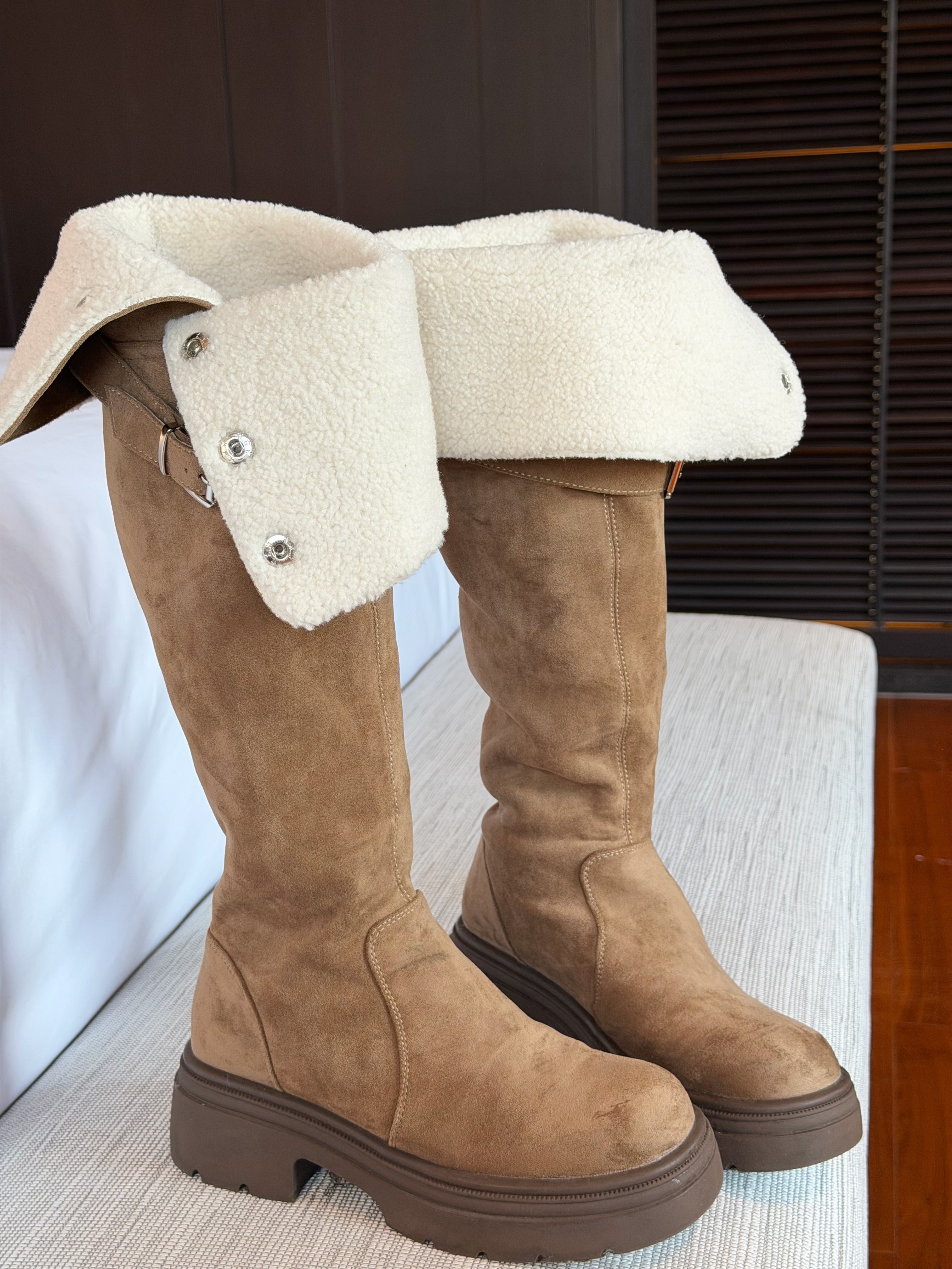 程北北 保暖高筒靴加厚时装靴冬季加绒过膝女鞋