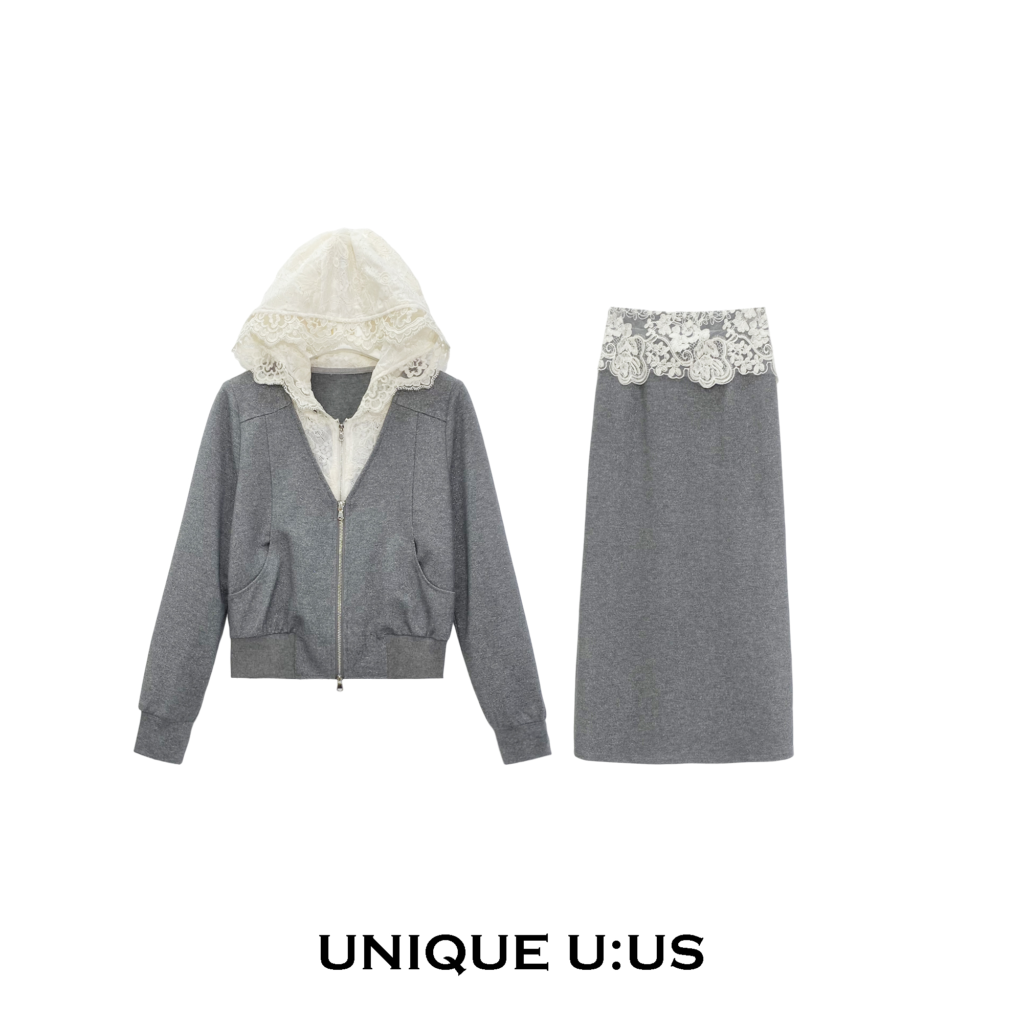 UNIQUE U:US【栖春山编号33】时尚气质长袖休闲女装百搭套装250269