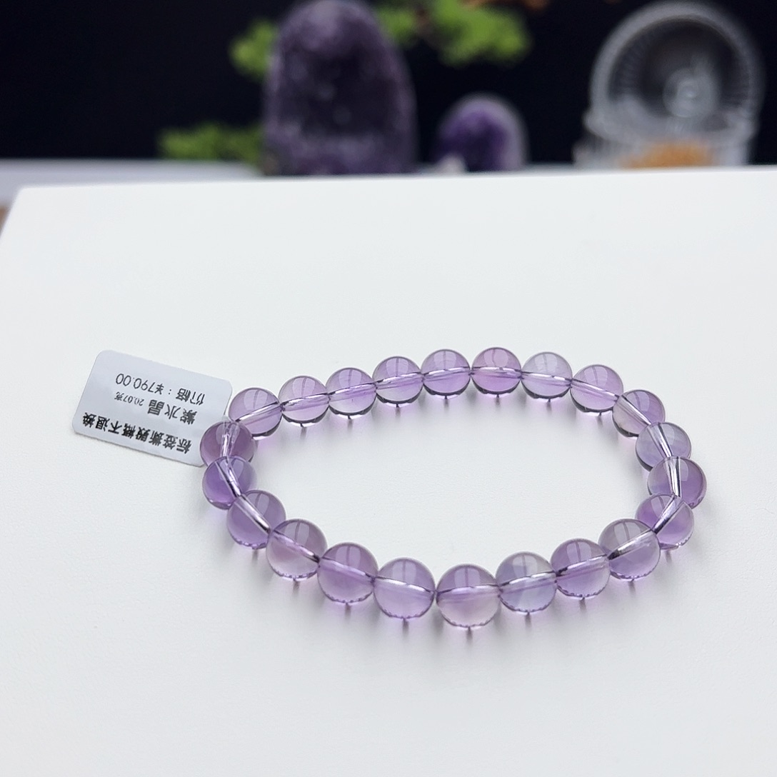 水晶手链未镶嵌芋***啵紫水晶8.6mm20.07