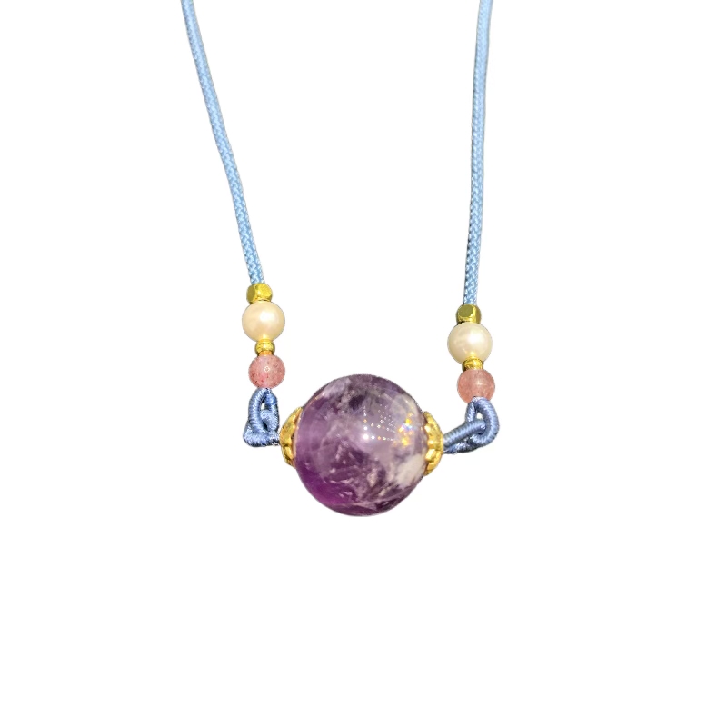 紫水晶圆珠吊坠A28-407赠礼盒(多样性发)赠绳