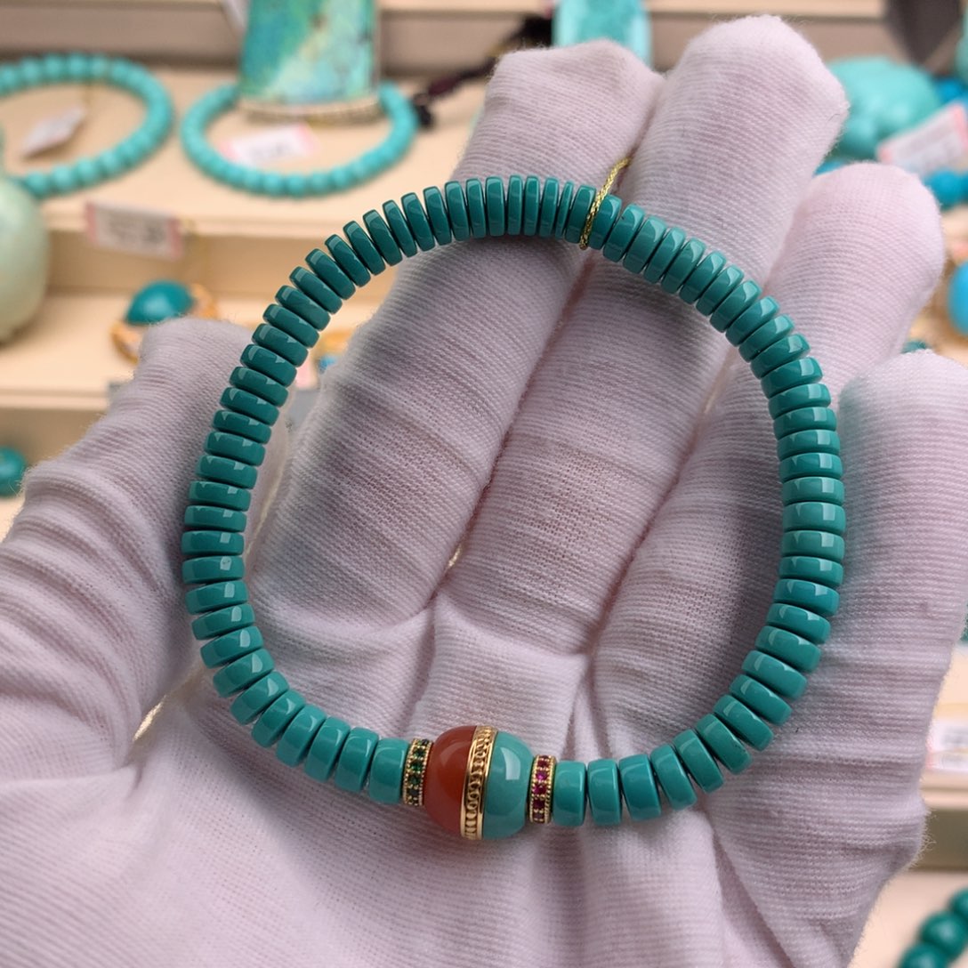 绿松石珠宝奇石18K金镶嵌