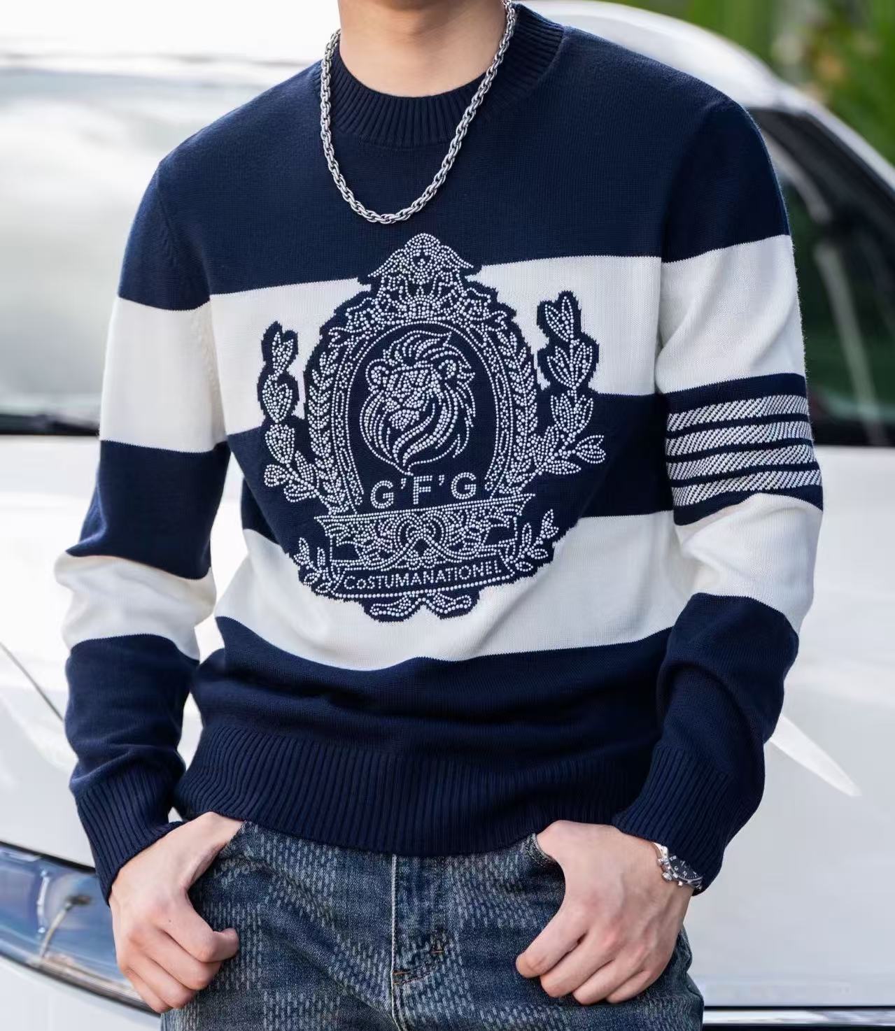 欧货秋冬新品时尚潮流个性男士高品质羊毛衫