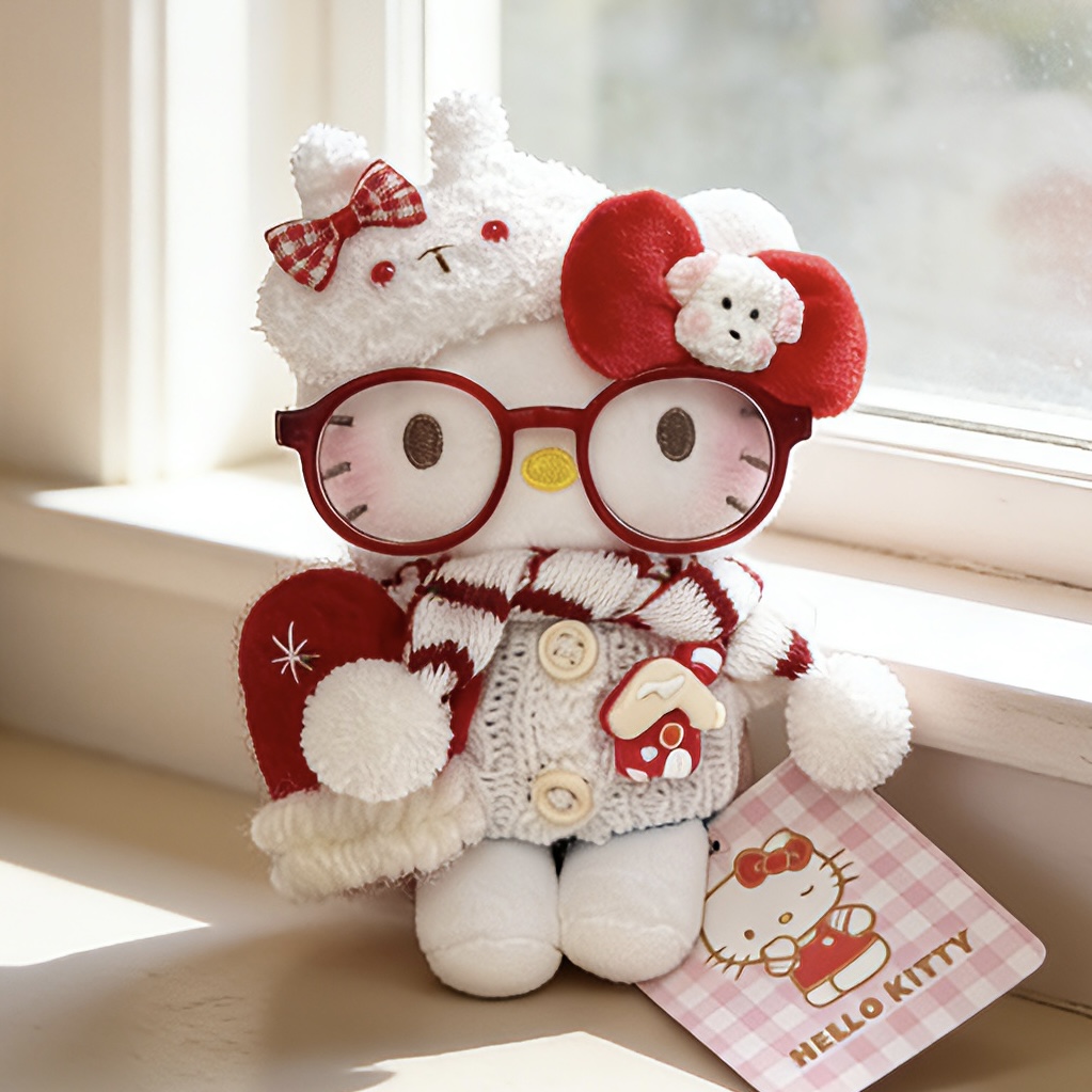 正版hellokitty冬日红手套kt三丽鸥包包挂件惊喜书包送人生日礼物