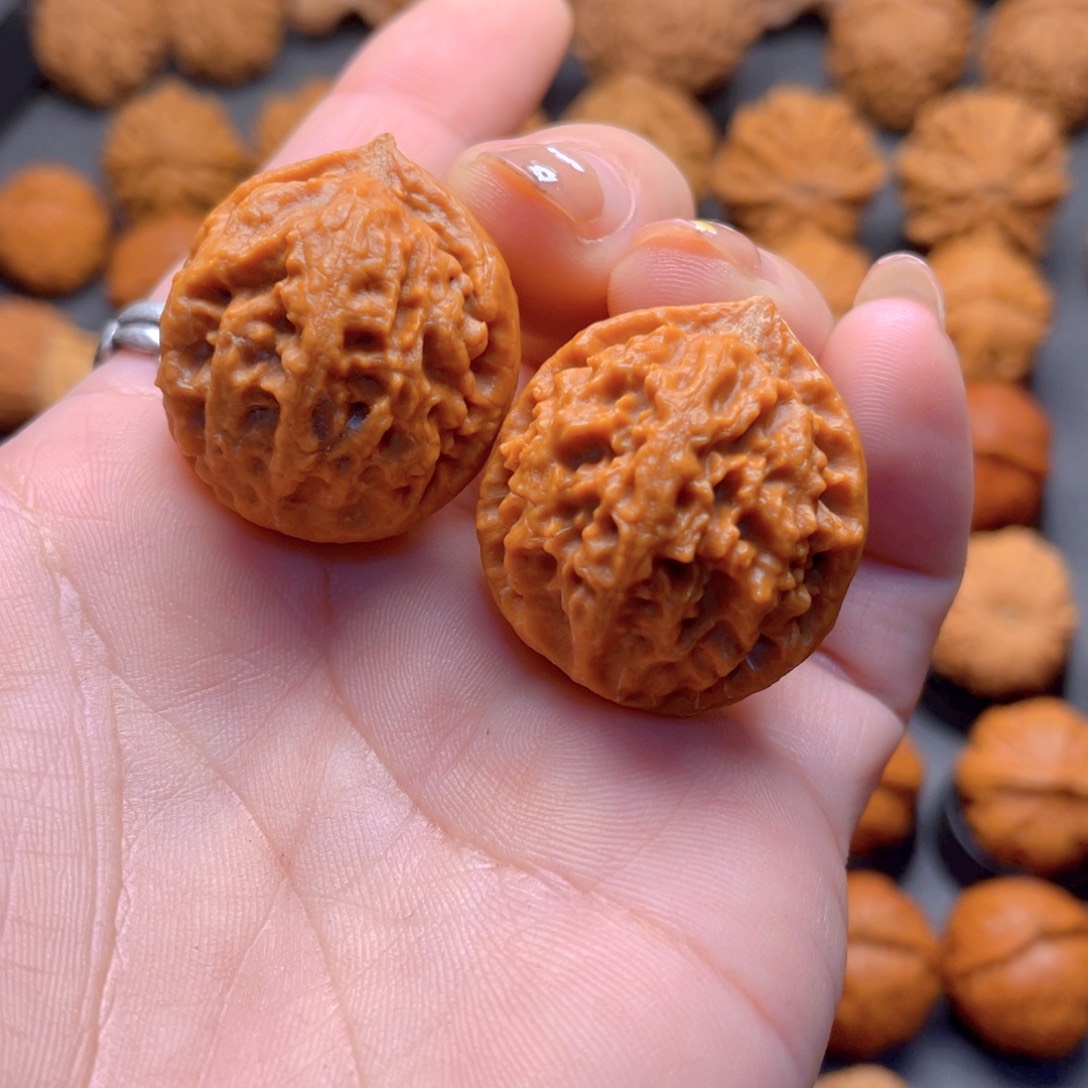 核桃文玩把件小珊瑚