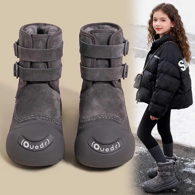 女童雪地短靴2025冬季新款时尚儿童女孩加厚防滑中大童女孩大棉靴