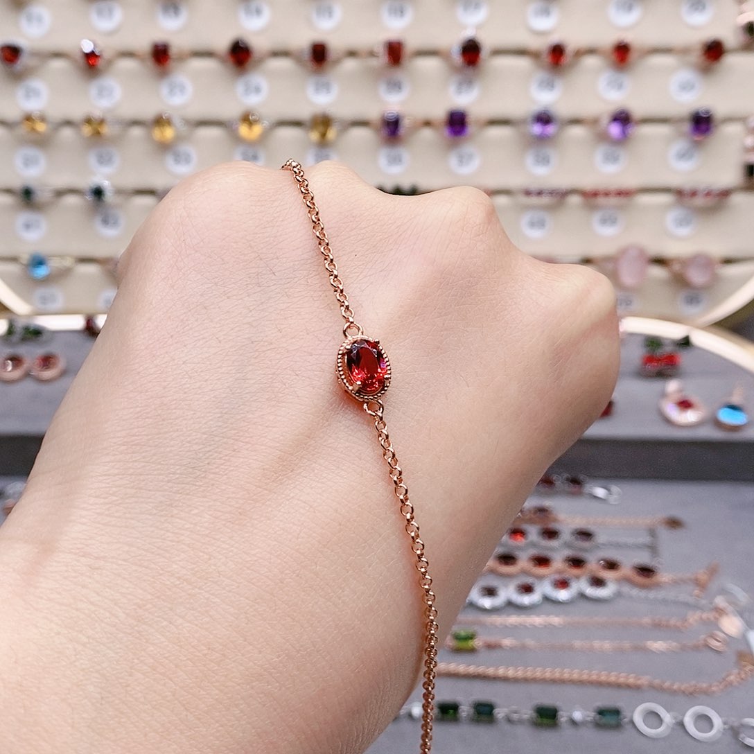 石榴石手链银S925镶嵌手链