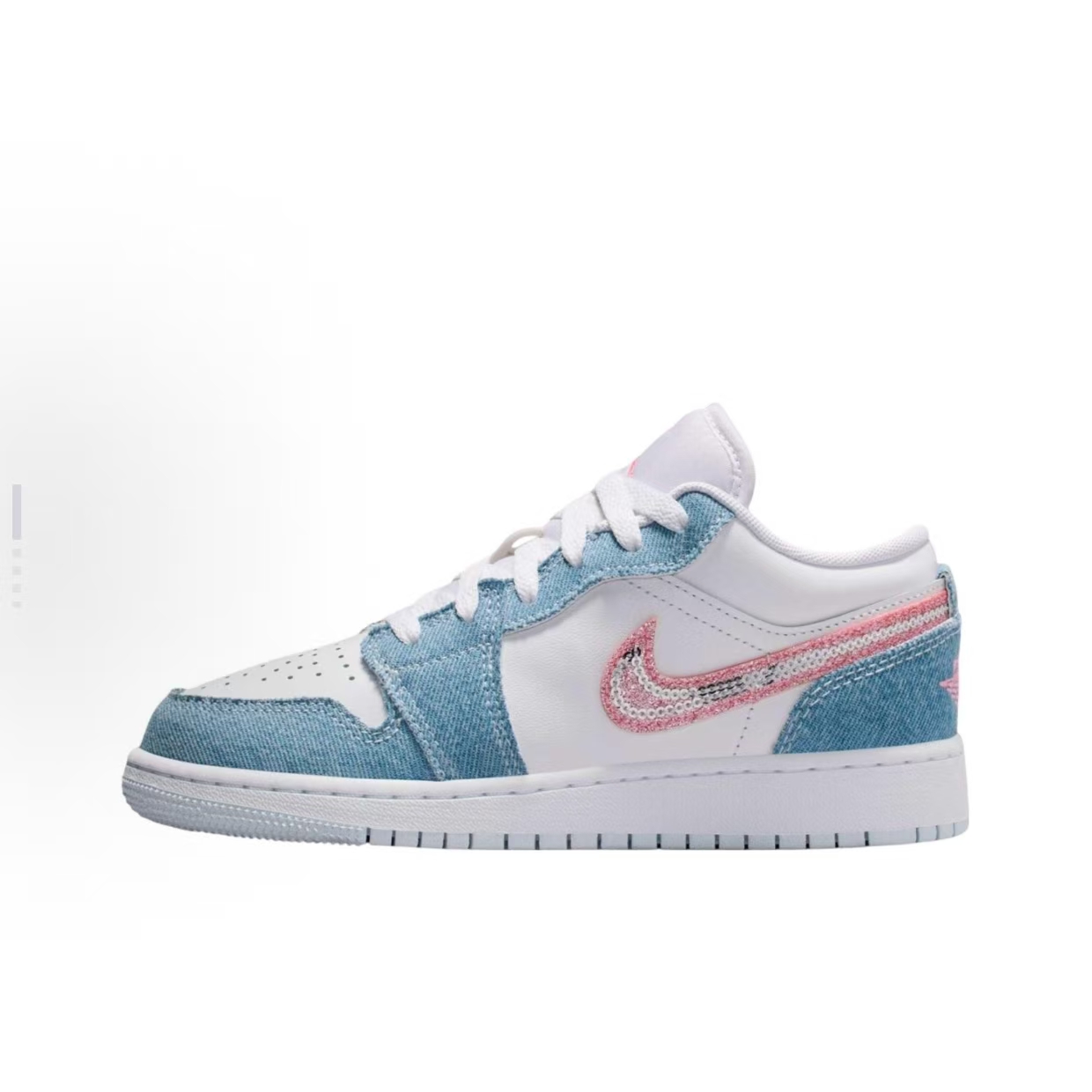 Jordan Air Jordan 1 舒适百搭低帮 儿童篮球鞋 白蓝色 HQ2001400