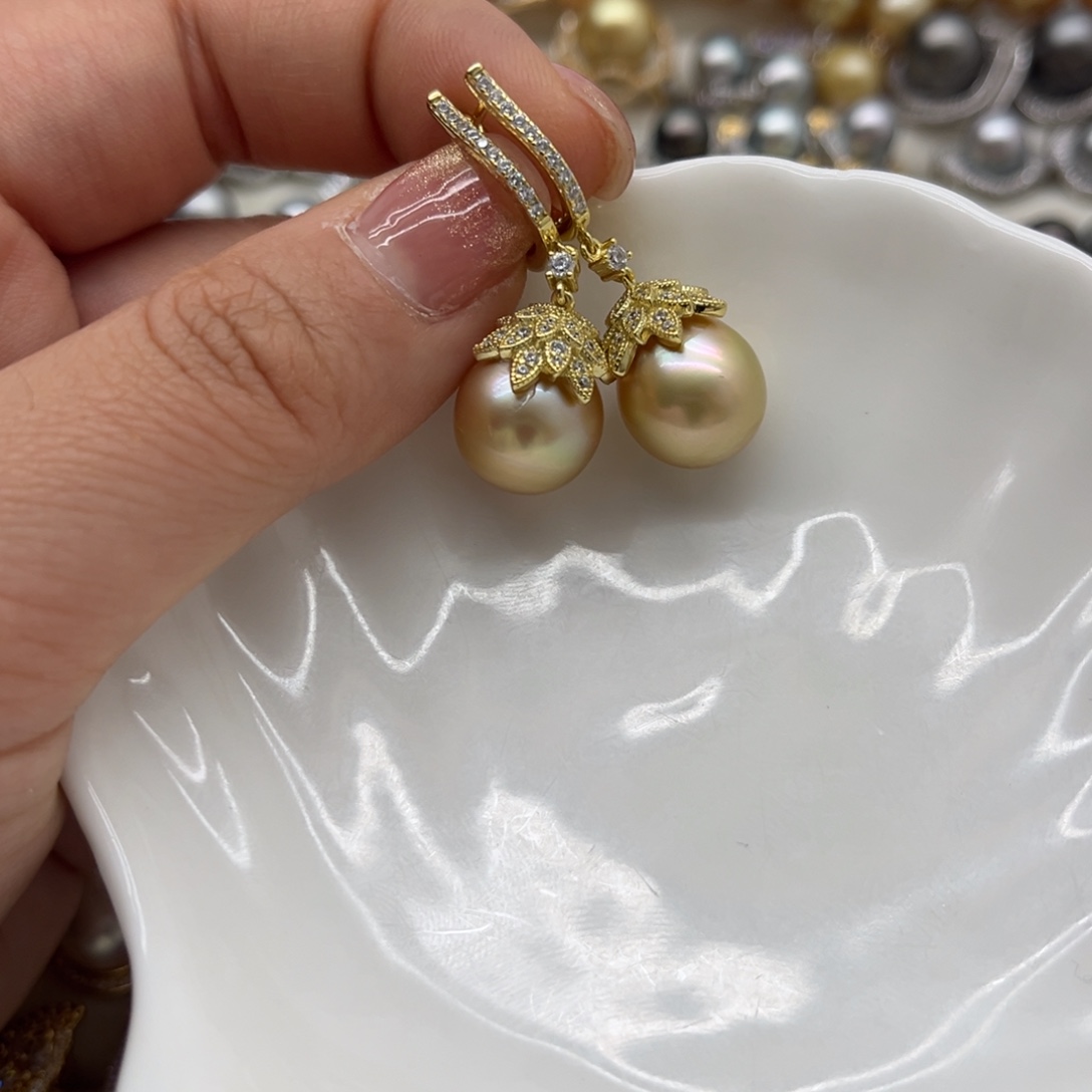 银S925镶嵌耳饰海水珍珠