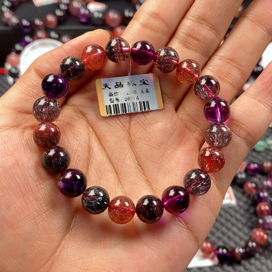 水晶手链未镶嵌栾*秀黑加仑超七59914