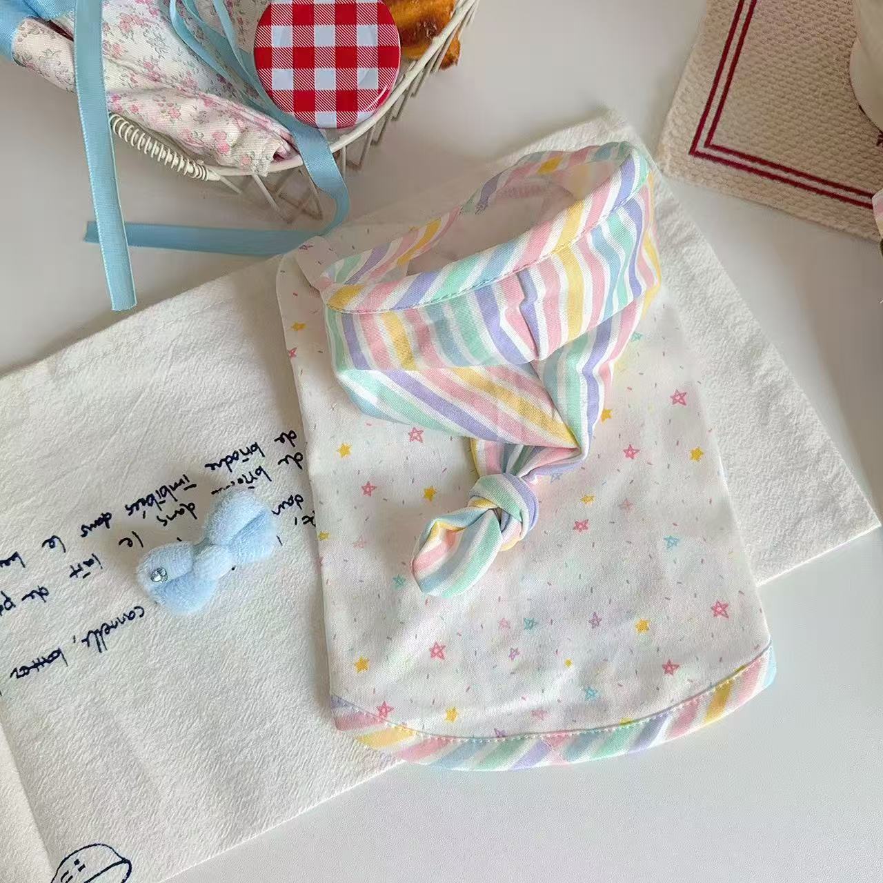 甜系彩虹星星睡衣~柔软亲肤舒适棉家居条纹宠物衣服