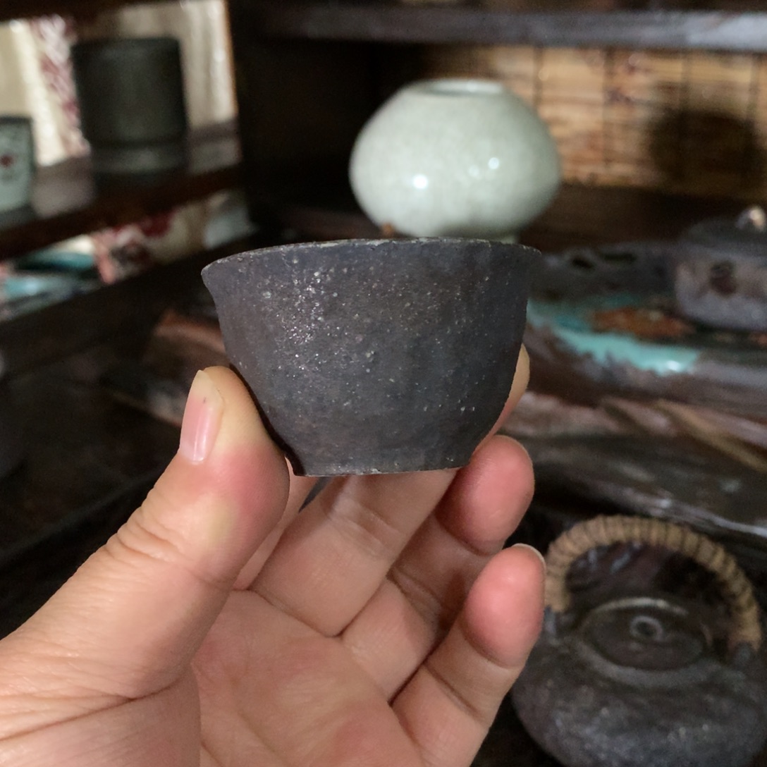 杯手工制作柴烧茶具磨底