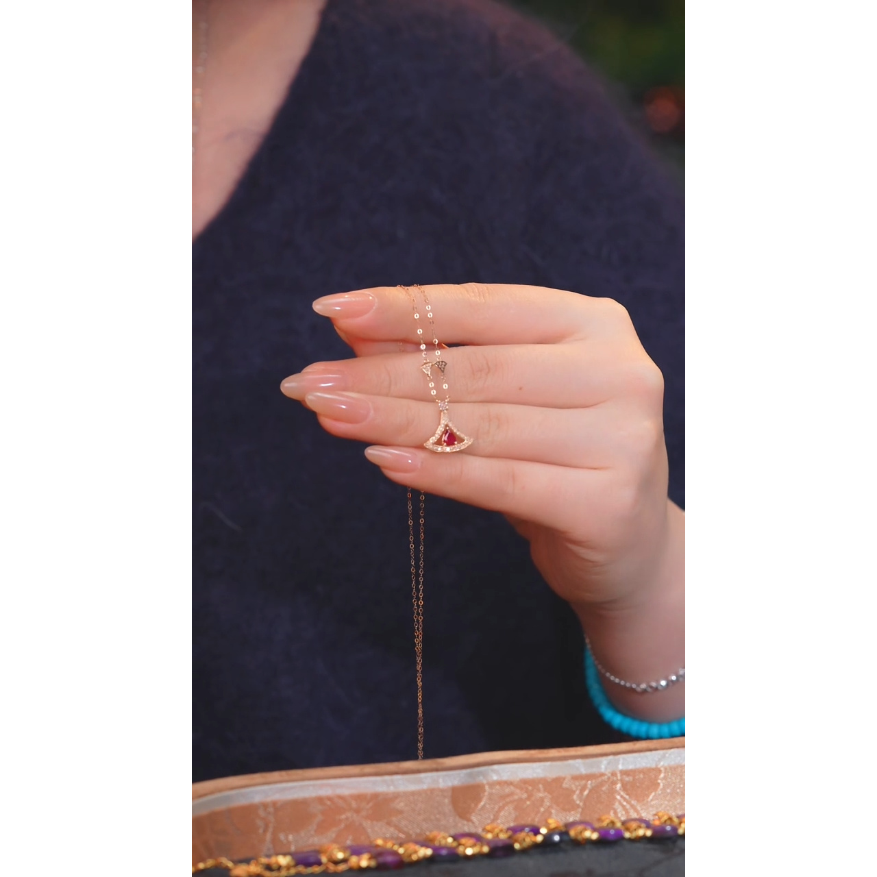 红宝石项链18K金镶嵌（0.37ct）@@U7492