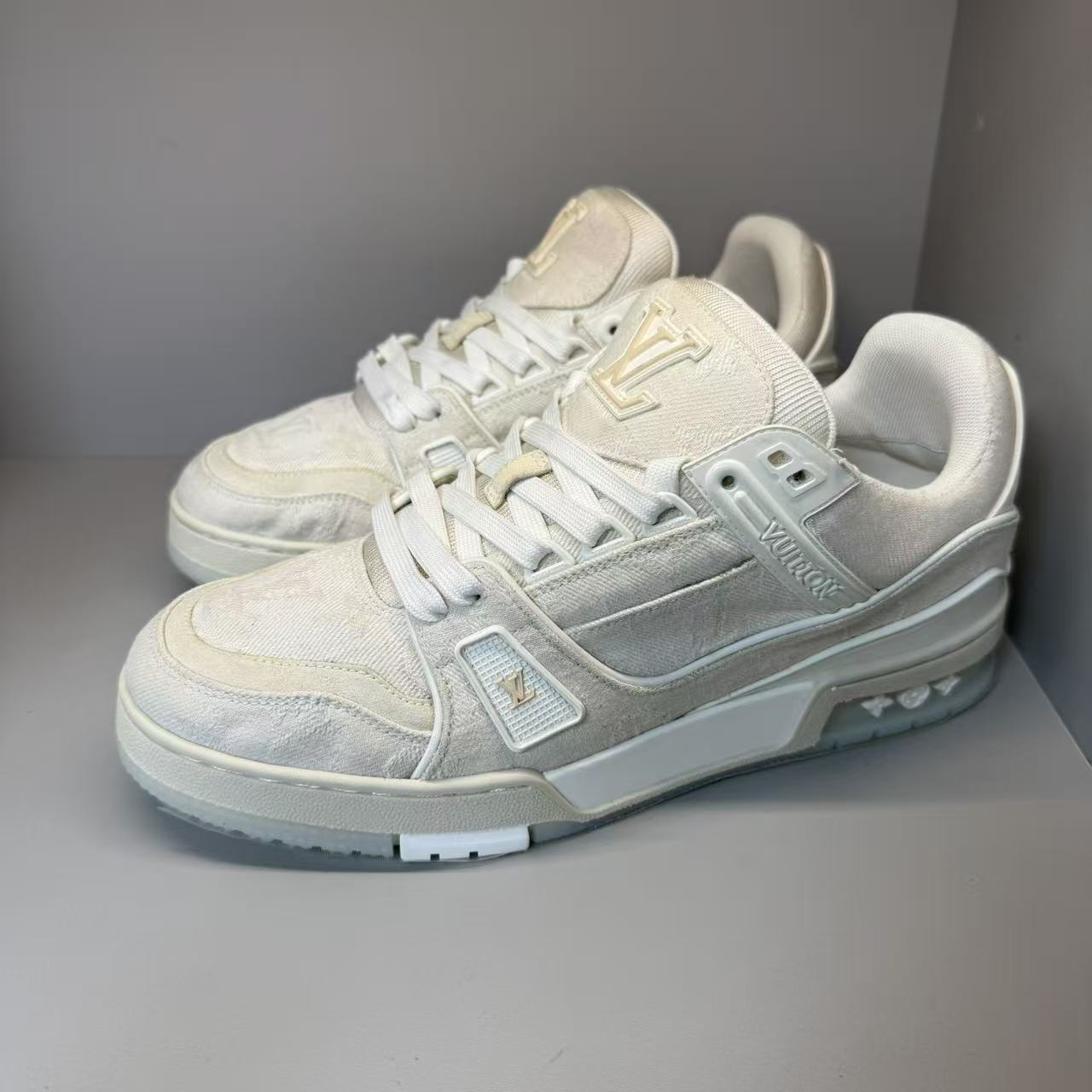 90新 LouisVuitton/路易威登 白牛仔trainer板鞋41.5欧 ddm3000