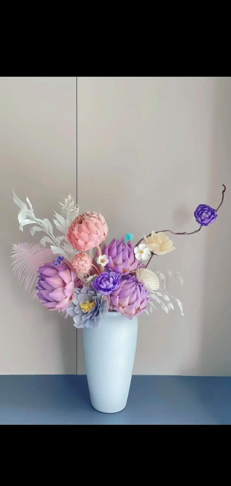 洋蓟永生花艺术作品高级餐桌家居装饰摆件