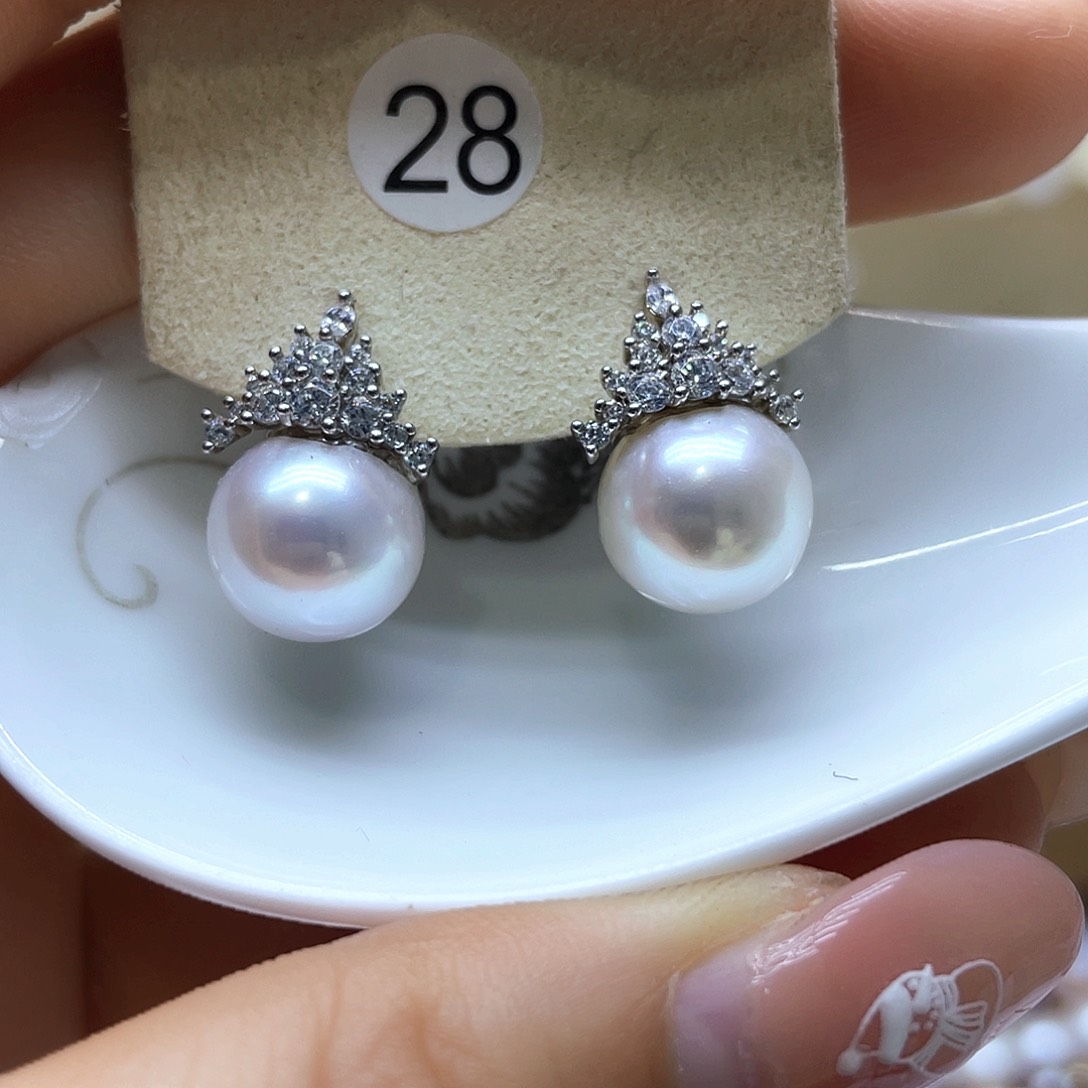 淡水珍珠耳饰银S925镶嵌