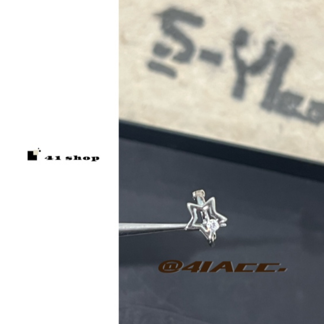 钛钢合成锆石耳饰 A501 镂空五角星气质养耳洞（单只）耳骨钉