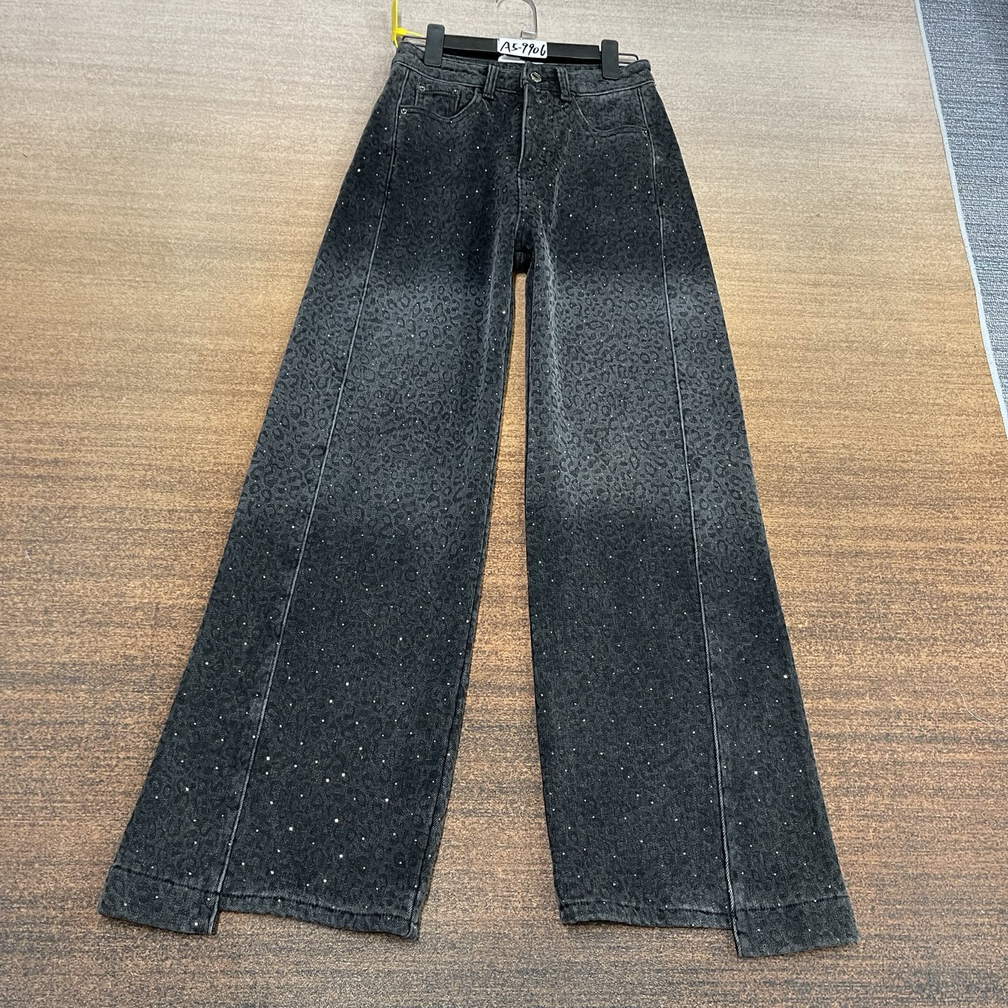 #A5-9906 加绒-厚绒 重量级黑豹纹烫钻 弯刀 阔腿裤 有弹（不换退）