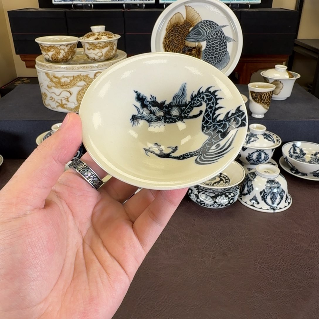 二号釉海水龙斗笠杯元经秘旨