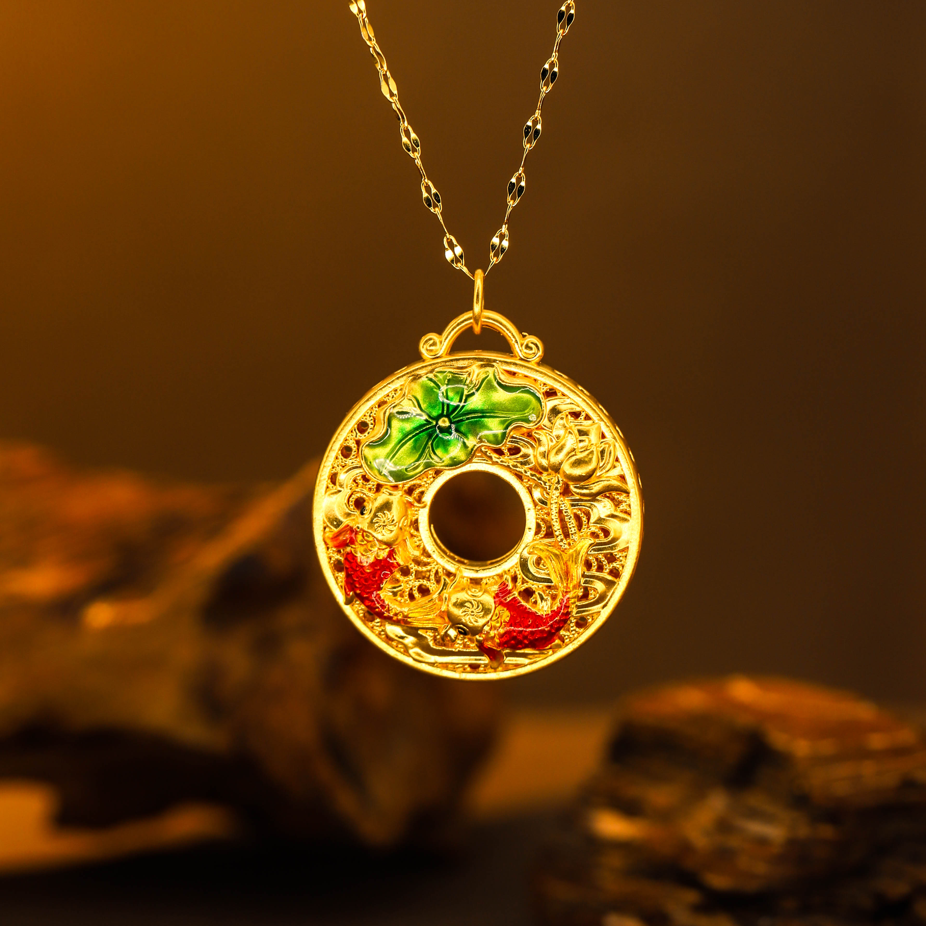 【芳芳专享】足金999 无氰锦鲤平安扣新年礼物吊坠（送合金链）HJD906