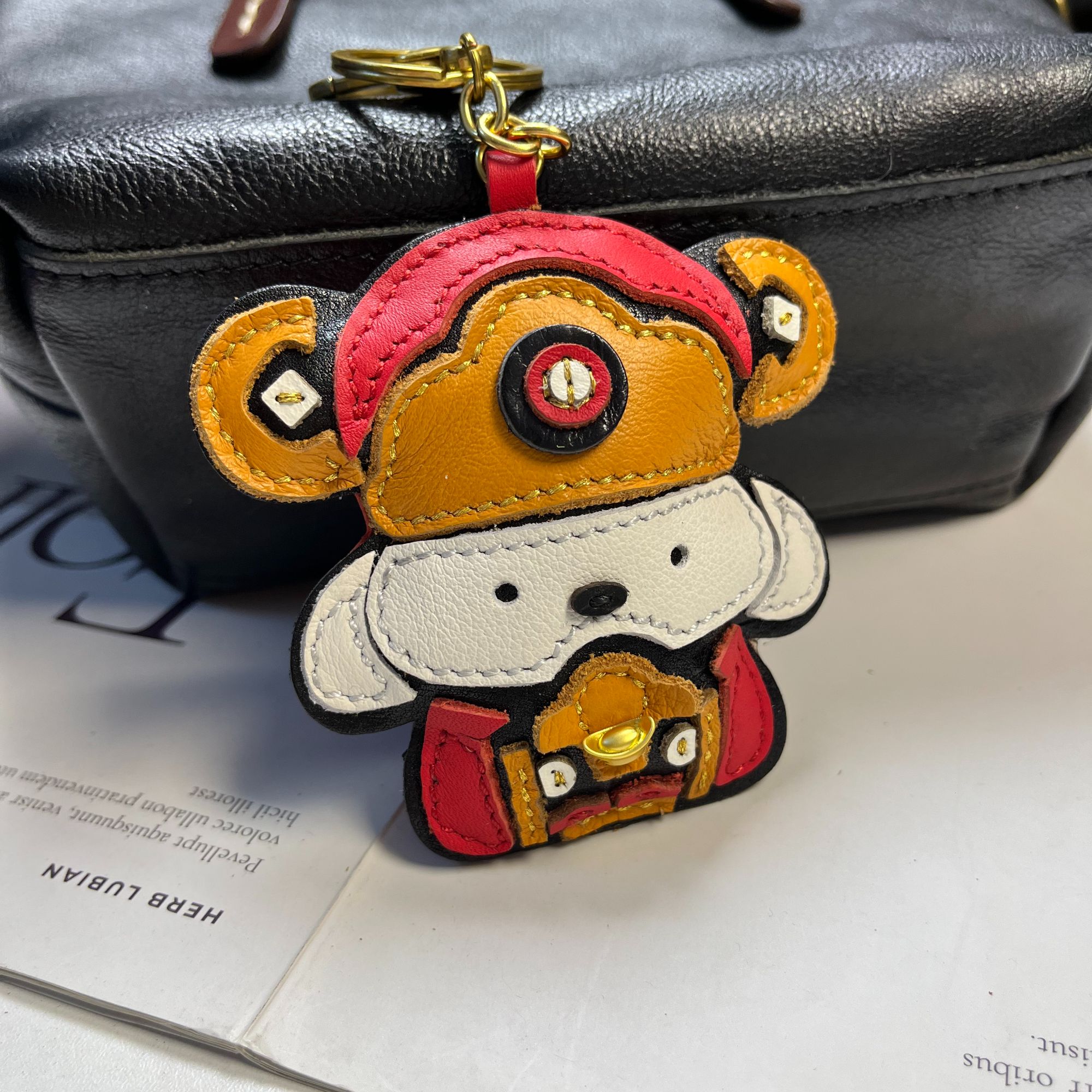 财神爷头层牛皮挂件吉祥包挂财神爷车钥匙挂饰春节送人好物礼品