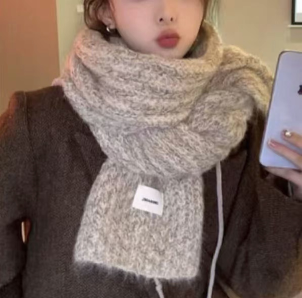 外贸订单原单围巾-双面山羊绒秋冬款-顶版芯片款