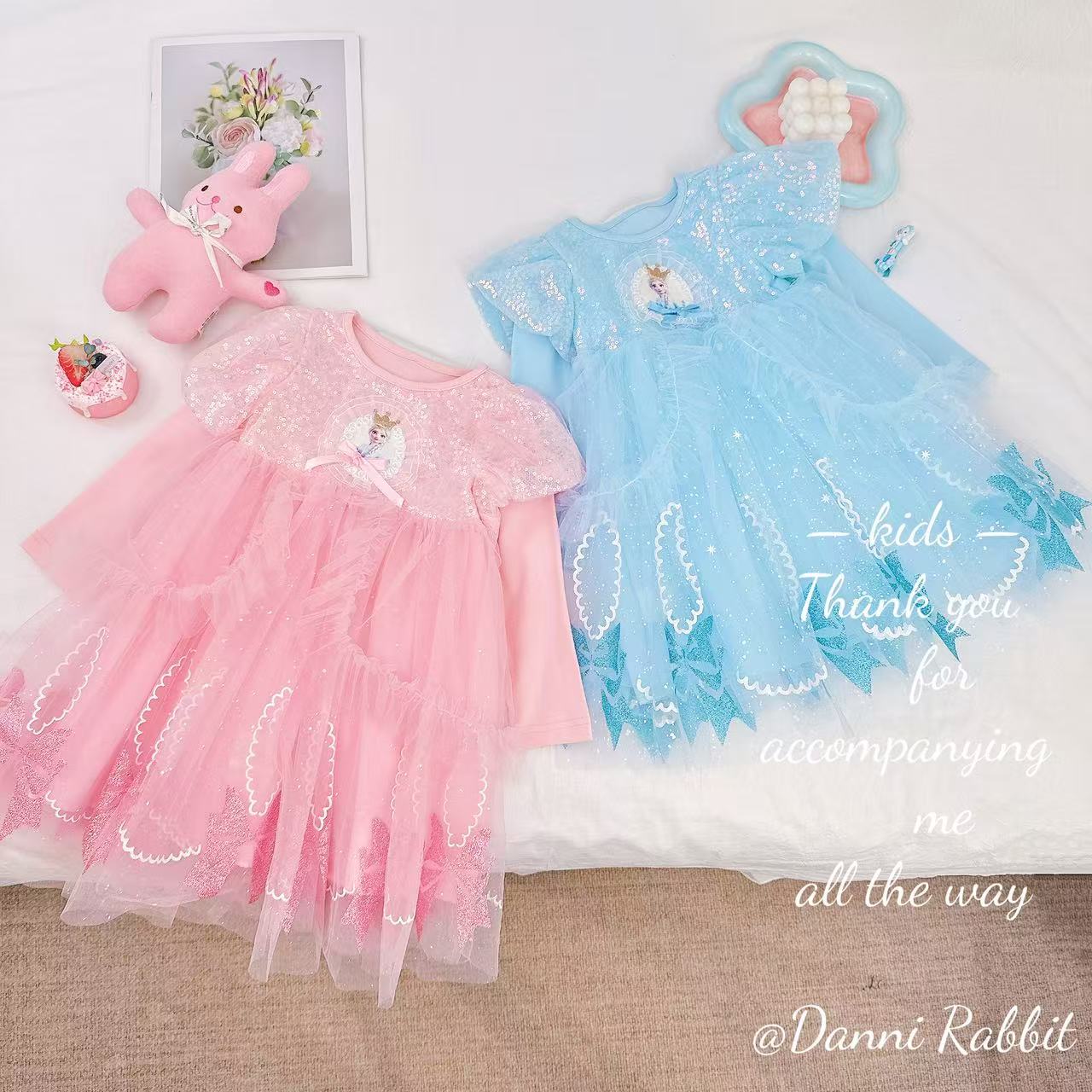 【Dannirabbit】*艾莎公主+卡通时尚*女童连衣裙 X-7005 