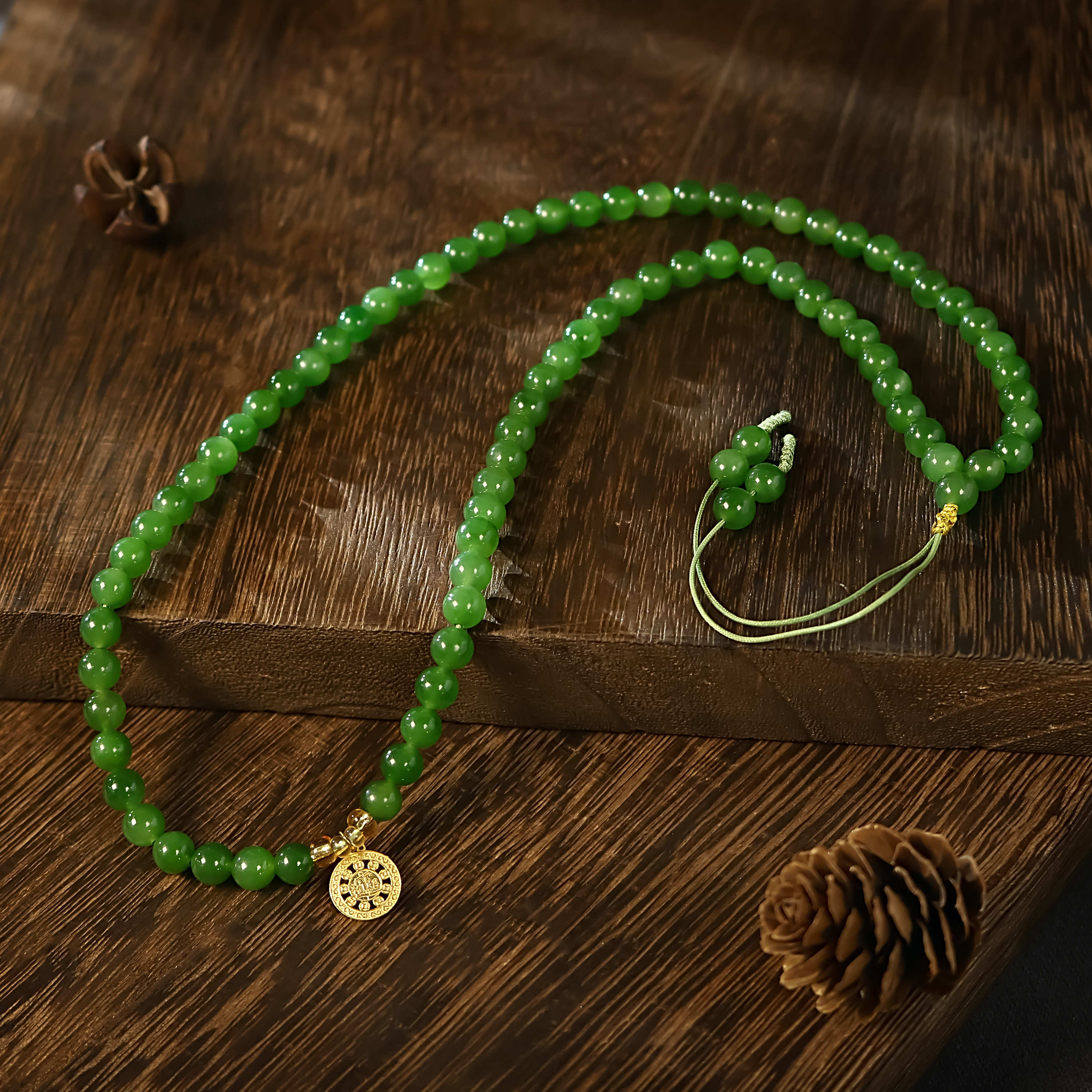 凰一品  和田玉碧玉项链18k