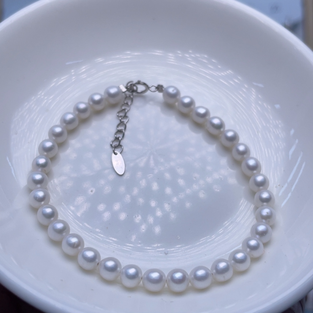手链淡水珍珠银S925镶嵌
