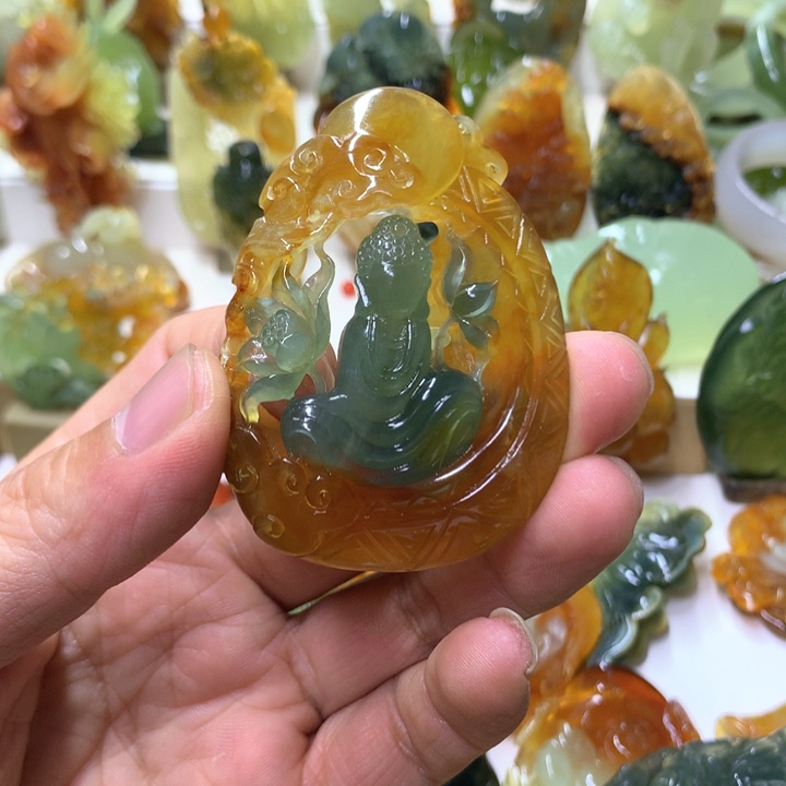 蛇纹石玉珠宝半成品未镶嵌猫*