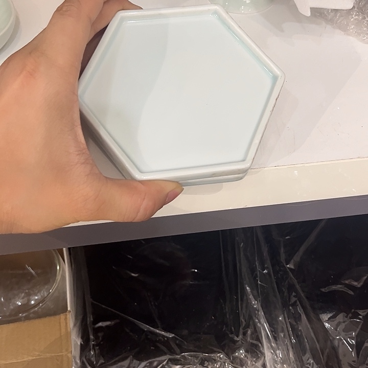 5寸影青六角碟陶瓷的