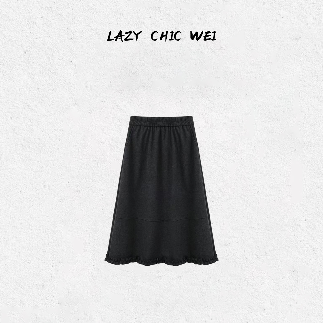 WEI“花苞绻心”秋冬复古高腰A字花边半身鱼尾裙2505SSW6093