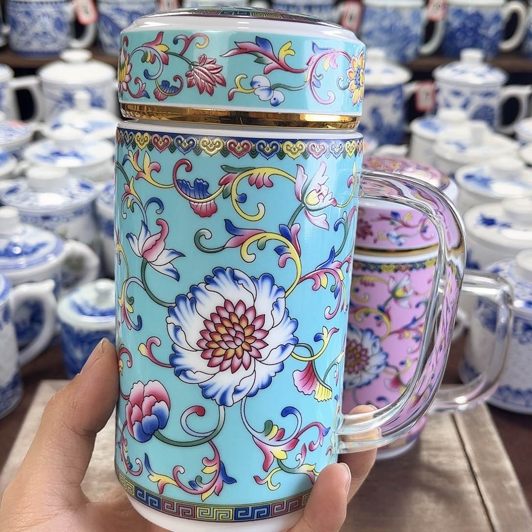 景德镇陶瓷马克杯带盖