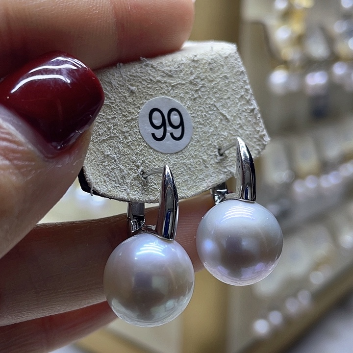 淡水珍珠耳饰银S925镶嵌