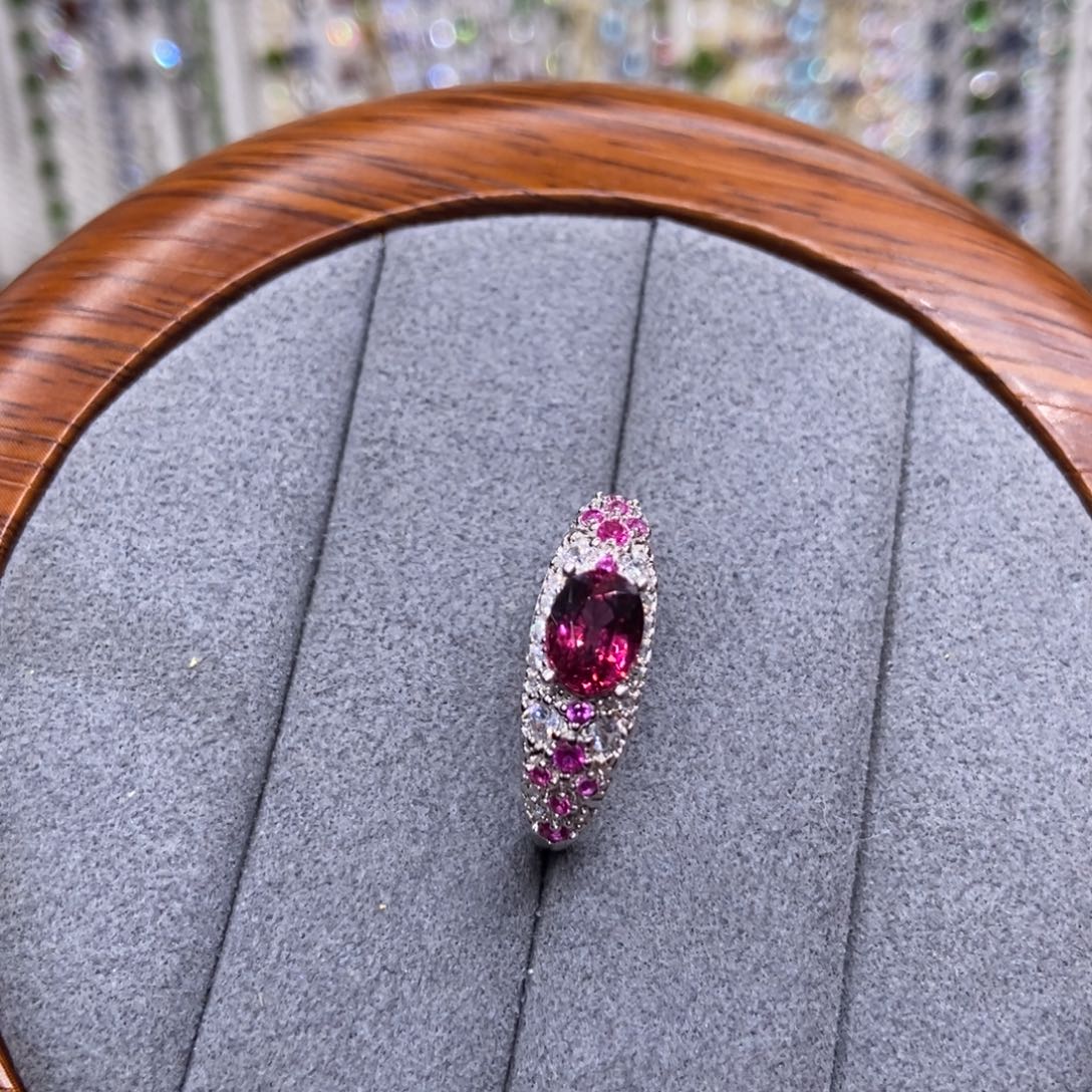 石榴石戒指银S925镶嵌