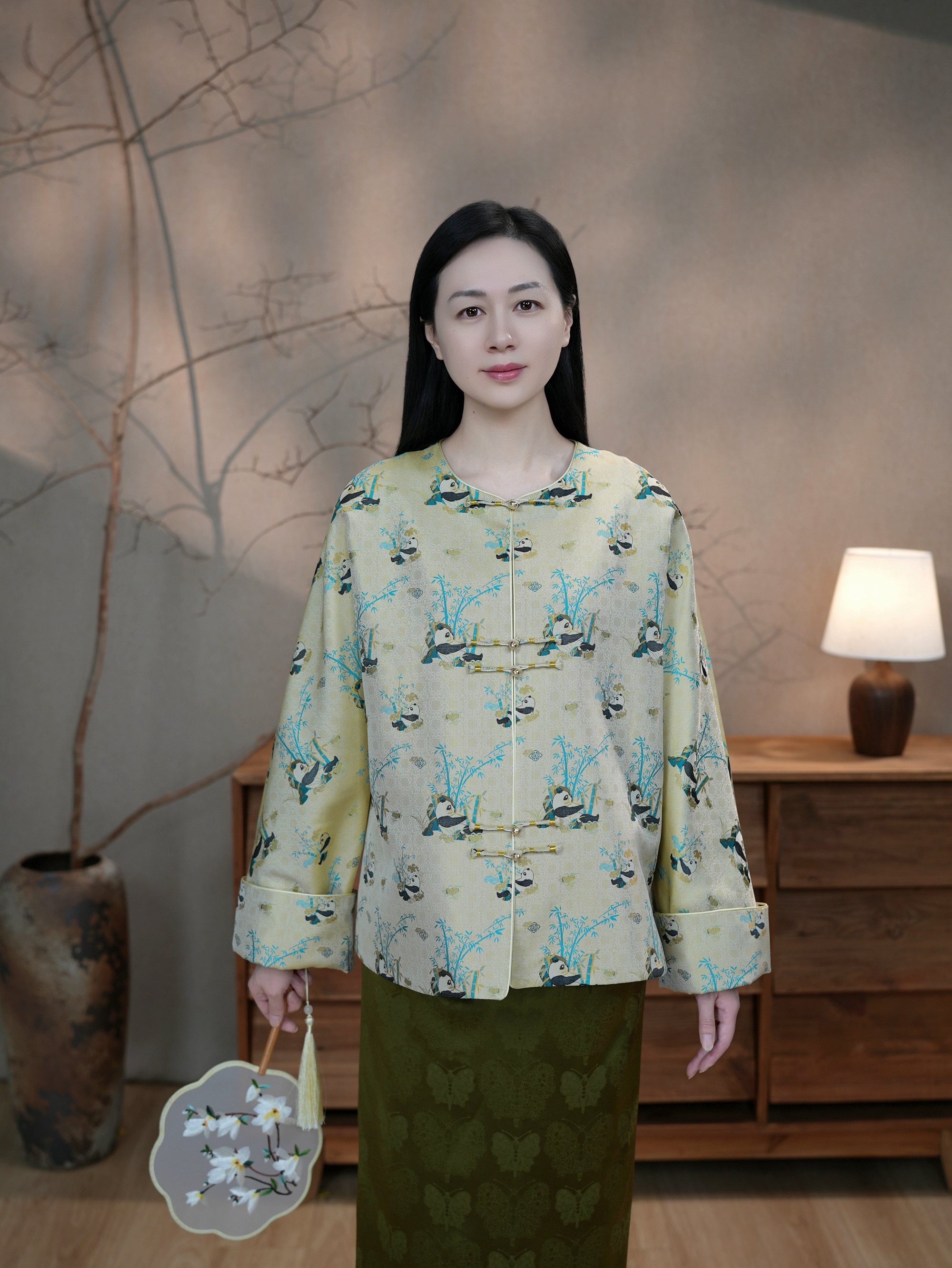 李德喜 宋锦外套熊猫抱竹 2025新款 带钢印国风新中式女装上衣