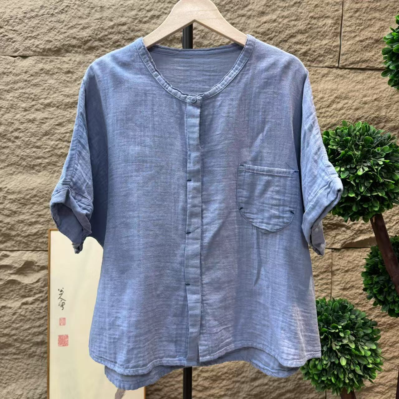 14216新款夏季休闲减龄宽松文艺百搭时尚衬衫